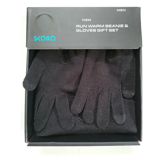 Skora Mens Cold Weather Knit Beanie And Tech Glove Set One Size Black One Size - Picture 1 of 6